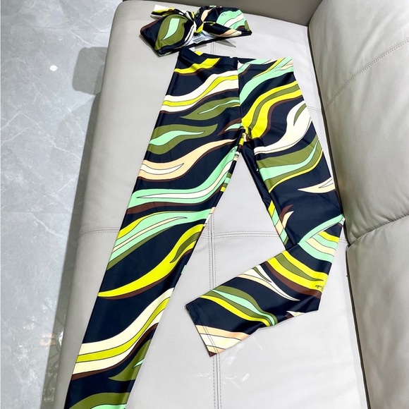 Emilio Pucci Black Multicolor Wave-Print Bikini Top and Bottom - Picture 4 of 6